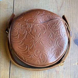 Portland Leather Floral Embossed Tan Crossbody Bag NWT
